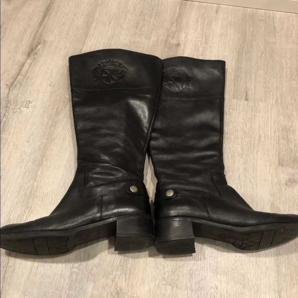 Franco Sarto L-Chipper Black Leather Riding Boots